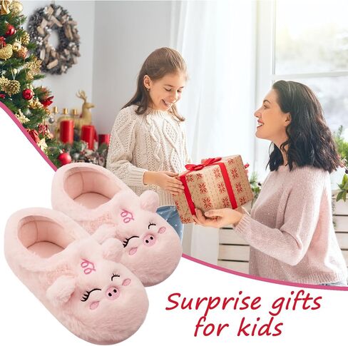 Toddler Kids Cute Animal House Slippers With Non-Slip Cartoon Cozy Memory Foam Home Fluffy Slippers Cute Fuzzy Warm Bedroom Shoes in Kuwait
