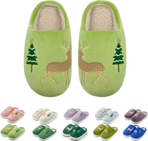 Kids Reindeer Slippers - Soft, Cozy, Non-Slip Indoor Shoes for Toddlers - Christmas Gifts for Boys & Girls in Kuwait