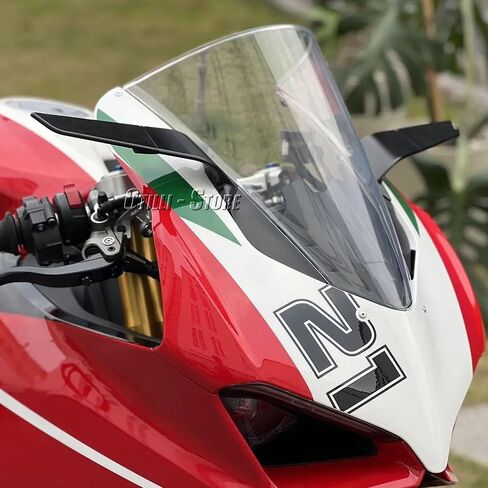 Motorcycle CNC Side Mirrors with LED Light Fits for Ducati Panigale V4 V4S V4R 2019-2024 PANIGALE V2 2020-2024 Anti-glare Blue Lenses Adjustable Wind Wing Rearview Mirrors Turn Signal Mirrors in Kuwait