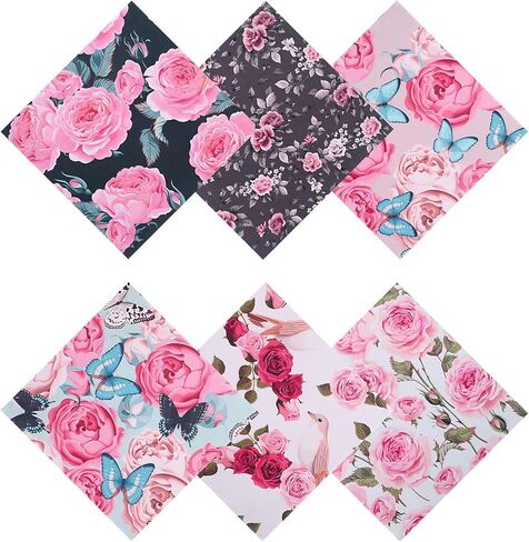 6PCS Thickened Glasses Cleaning Cloth Elegant Flower Design Microfiber Cleaning Cloth, Multi-Colored Eyeglass Lens Cleaning Cloths, Soft Wipes for Reusable Eyeglass and Phone Screens (Peony) in Saudi Arabia