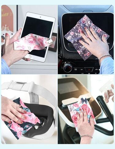 6PCS Thickened Glasses Cleaning Cloth Elegant Flower Design Microfiber Cleaning Cloth, Multi-Colored Eyeglass Lens Cleaning Cloths, Soft Wipes for Reusable Eyeglass and Phone Screens (Peony) in Saudi Arabia