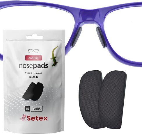 Setex Gecko Grip 1.8mm Thick Anti Slip Eyeglass Nose Pads, (5 Clear Pair) USA Made, 2500 Innovative Microstructured Fibers per Nose Pad, 1.8mm x 7mm x 16mm in Kuwait