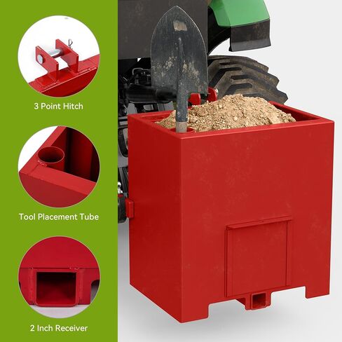 AUTOSAVER88 Tractor Ballast Box, 3 Point Hitch Counterweight Box with 2" Receiver, Fits for CAT1 Tractor,800lb Capacity,Green in Saudi Arabia