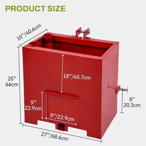 AUTOSAVER88 Tractor Ballast Box, 3 Point Hitch Counterweight Box with 2" Receiver, Fits for CAT1 Tractor,800lb Capacity,Green in Saudi Arabia