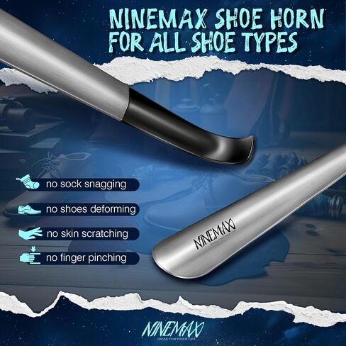 NINEMAX Shoe Horn Long Handle: 16.5'' Metal Long Shoehorn for Boots 2Pcs,Stainless Steel Shoe Horns Set for Senior Men Women in Saudi Arabia