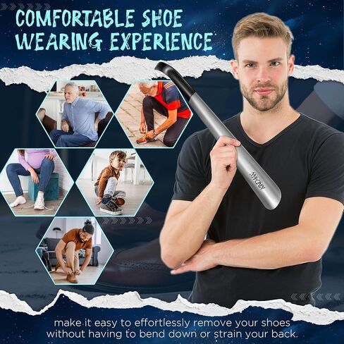 NINEMAX Shoe Horn Long Handle: 16.5'' Metal Long Shoehorn for Boots 2Pcs,Stainless Steel Shoe Horns Set for Senior Men Women in Saudi Arabia