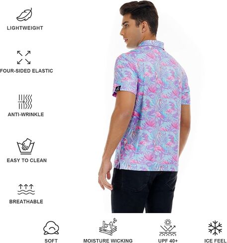 DEOLAX Mens Golf Shirt Fashion Prints Athletic Mens Polo Shirts Short Sleeve Classic Casual Dry Fit Soft Golf Shirts for Men in Saudi Arabia