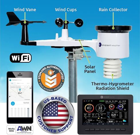 Ambient Weather WS-2000 Smart Weather Station with WiFi Remote Monitoring and Alerts in Kuwait