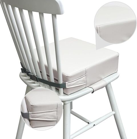 Toddler Booster Seat for Dining Table – PU Washable Cushion with Double Safe Straps, Non-Slip Bottom, Portable Travel Booster Seat for Toddlers (Grey) in Saudi Arabia