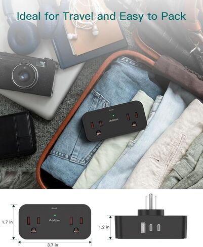 Surge Protector Outlet Extender, Multi Plug Outlet Splitter with 4 Electrical Outlets 3 USB Ports（2 USB C 3 Sided Wall Plug Adapter for Home Office Travel Dorm Room Essentials in Saudi Arabia