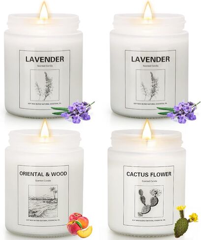 4 Pack Candles for Home Scented, Lavender Candles Set, Aromatherapy Jar Candles for Home, 28 oz 200 Hour Long Lasting Candles, Scented Candles Gifts Set for Women, Birthday, Valentine, Anniversary in Saudi Arabia