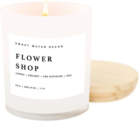 Sweet Water Decor Let it Snow Christmas Scented Candles - Christmas Stocking Stuffers Soy Candles with Cypress Scent - Christmas Candles with 50 Hours Burn Time - 11Oz Wood Lid White Jar Wax Candles in Kuwait
