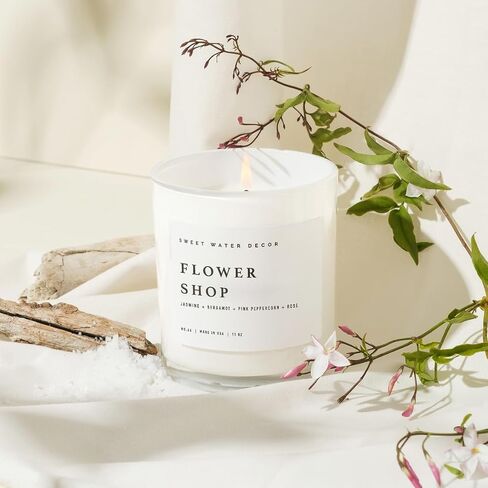 Sweet Water Decor Let it Snow Christmas Scented Candles - Christmas Stocking Stuffers Soy Candles with Cypress Scent - Christmas Candles with 50 Hours Burn Time - 11Oz Wood Lid White Jar Wax Candles in Kuwait