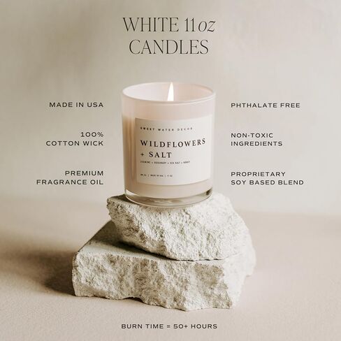 Sweet Water Decor Let it Snow Christmas Scented Candles - Christmas Stocking Stuffers Soy Candles with Cypress Scent - Christmas Candles with 50 Hours Burn Time - 11Oz Wood Lid White Jar Wax Candles in Kuwait