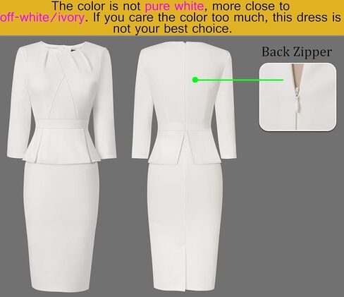 VFSHOW Womens Pleated Crew Neck Peplum Work Business Office Bodycon Pencil Sheath Dress in Saudi Arabia