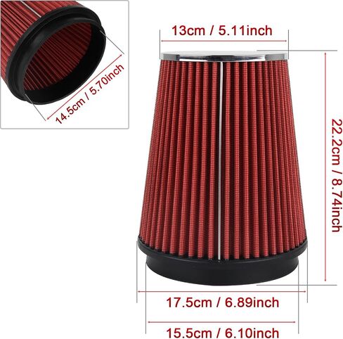 3.5 Inch Cold Air Intake Filter Kit & Heat Shield for Silverado 1500 2014-2018; Sierra 1500 14-18; for Cadillac Escalade Suburban Yukon Tahoe 15-20 5.3L 6.2L V8 (Black Tube & Red Filter) in Saudi Arabia