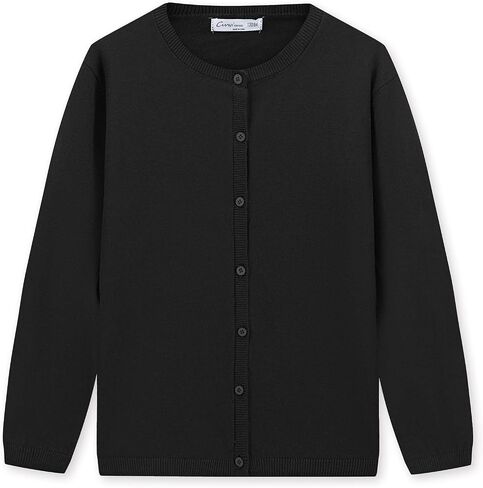 CUNYI Girl's Crewneck Lightweight Button-up Cardigan Cotton Knit Sweater Casual Cute Outerwear in Kuwait