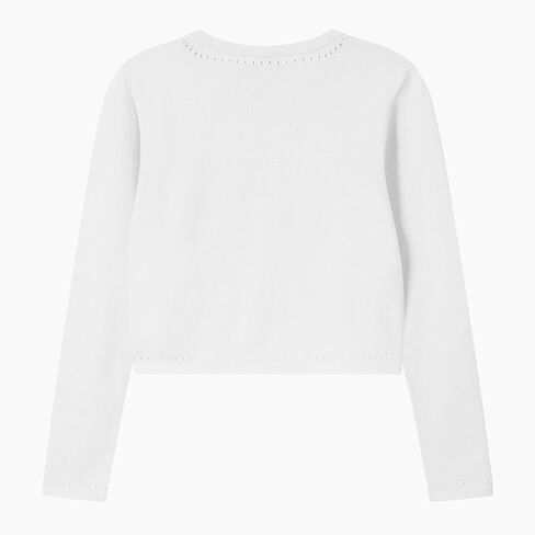 Girls' Cropped Long Sleeve Knitted Bolero Cardigan with Bowknot Button Closure - Kids' Shrug Sweater Jacket Outwear in Saudi Arabia