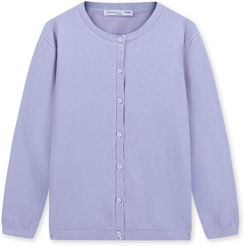 سترة CUNYI للفتيات خفيفة الوزن ذات رقبة مستديرة وأزرار علوية من القطن المحبوك سترة كاجوال لطيفة in Kuwait