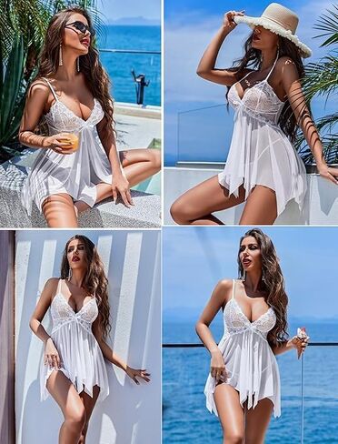 Lingerie for Women Lace Babydoll Sleepwear Boudoir Outfits Plus Size Langeray XS-5XL for Wife Girlfriend Lover in Saudi Arabia