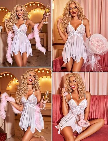 Lingerie for Women Lace Babydoll Sleepwear Boudoir Outfits Plus Size Langeray XS-5XL for Wife Girlfriend Lover in Saudi Arabia