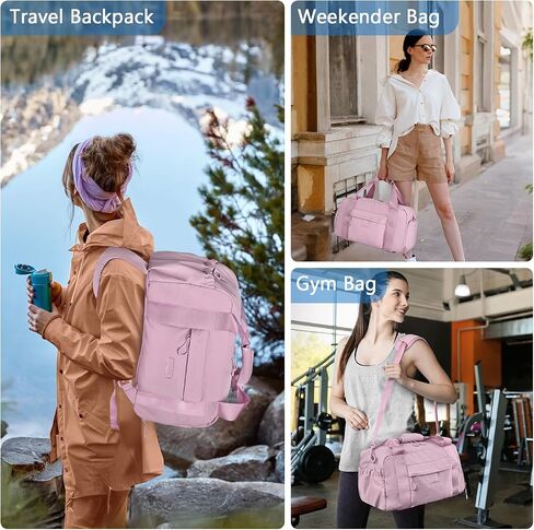 ETRONIK 3-IN-1 Gym Bag for Women, TSA Lightweight Weekender Bags for Women, Travel Duffle Bag for Travel with Shoe Compartment & Wet Pocket, Water Resistant Gym Duffle Backpack, Black in Saudi Arabia