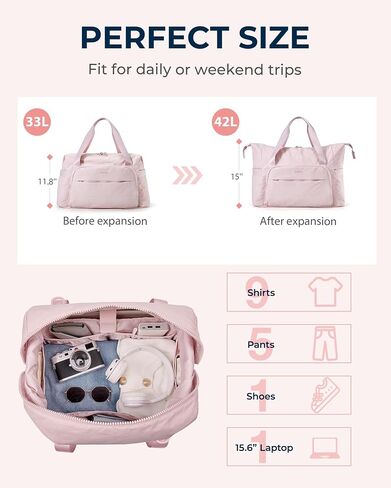 BAGSMART Travel Duffle Bag, Weekender Bags for Women Large Carry on Overnight Bag, Gym Bag with Trolley Sleeve, Personal Item Travel Bag Workout Dance Bag, Pink in Saudi Arabia