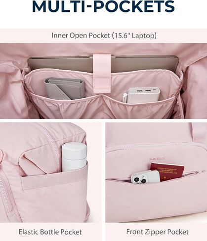 BAGSMART Travel Duffle Bag, Weekender Bags for Women Large Carry on Overnight Bag, Gym Bag with Trolley Sleeve, Personal Item Travel Bag Workout Dance Bag, Pink in Saudi Arabia