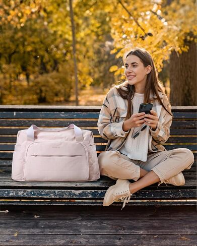 BAGSMART Travel Duffle Bag, Weekender Bags for Women Large Carry on Overnight Bag, Gym Bag with Trolley Sleeve, Personal Item Travel Bag Workout Dance Bag, Pink in Saudi Arabia