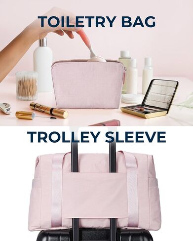 BAGSMART Travel Duffle Bag, Weekender Bags for Women Large Carry on Overnight Bag, Gym Bag with Trolley Sleeve, Personal Item Travel Bag Workout Dance Bag, Pink in Saudi Arabia