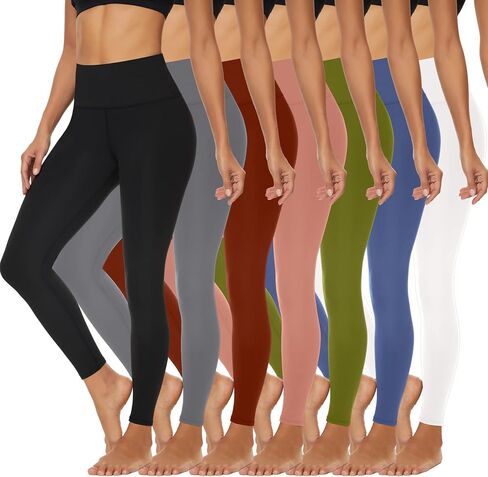 FULLSOFT 7 Pack High Waist Leggings for Women - Soft Slim Tummy Control Black Workout Yoga Pants in Saudi Arabia