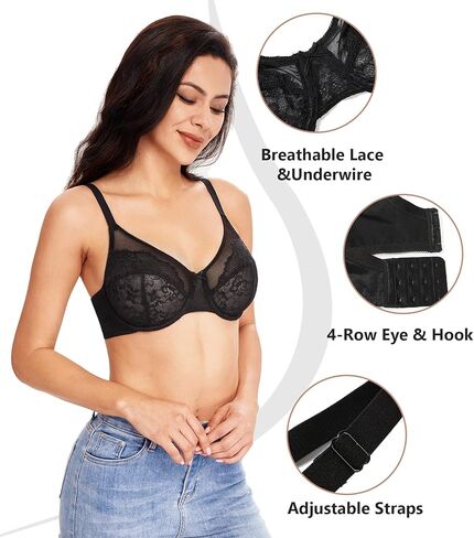 حمالة صدر نسائية من Lemorosy مقاس كبير بتغطية كاملة غير مبطنة من الدانتيل وغير مبطنة in Kuwait