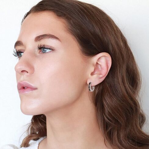 PRAYMOS Black Hoop Earrings for Women Men 925 Sterling Silver Hypoallergenic Huggie Hoop Earrings for Sensitive Ears in Kuwait