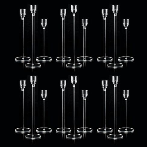 Vincidern 6PCs Acrylic Candle Holders Centerpieces for Table, Taper Candle Holder for Wedding Decor, Dining Room, Halloween, Christmas Decorative Candlestick Holder, Taper Candle Holder Set in Kuwait