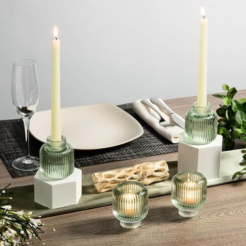 Reversible Glass Candlestick Holders - Set of 4 Candle Sticks Holder Decor - Taper Candle Holders - Table Decor - Candle Holders for Candlesticks - Gold Candle Holders in Saudi Arabia