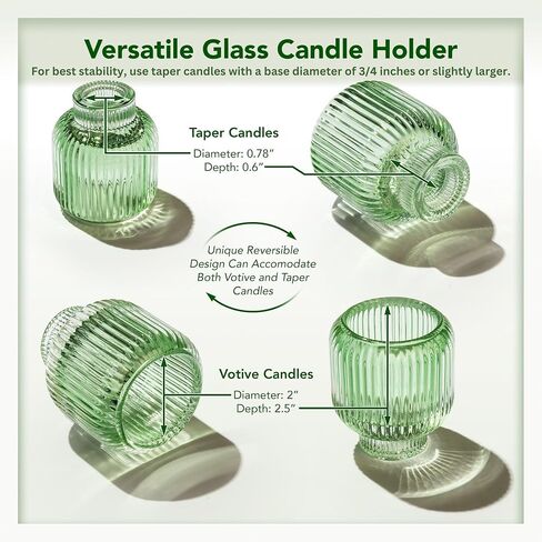 Reversible Glass Candlestick Holders - Set of 4 Candle Sticks Holder Decor - Taper Candle Holders - Table Decor - Candle Holders for Candlesticks - Gold Candle Holders in Saudi Arabia