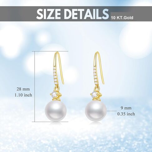SISGEM 10K Gold Pearl Dangle Earrings and 14k Gold Pearl Pendant Necklace Set, Jewelry for Women in Saudi Arabia