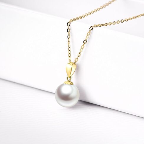SISGEM 10K Gold Pearl Dangle Earrings and 14k Gold Pearl Pendant Necklace Set, Jewelry for Women in Saudi Arabia