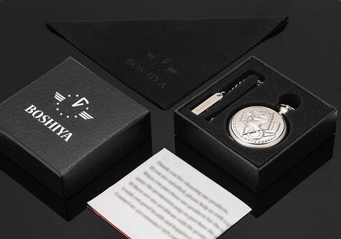 BOSHIYA Fullmetal Alchemist ساعة جيب مع سلسلة عتيقة برونزية ساعة جيب كوارتز إكسسوارات تنكرية صندوق هدايا أنيمي ميرش in Kuwait