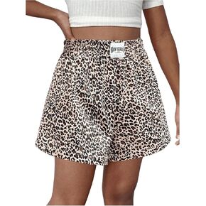 Milumia Girl's Leopard Print High Waist Shorts Street Wear Wide Leg Boxer Shorts
