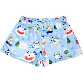 iscream Big Girls Silky Soft Plush Fun Print Fleece Shorts - Holiday Friendship Collection