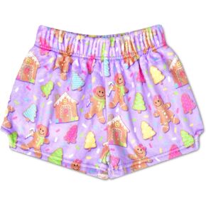 iscream Big Girls Silky Soft Plush Fun Print Fleece Shorts - Joyous Holiday Collection