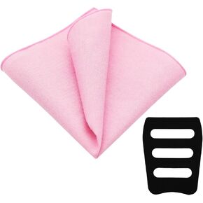 Cotton Pocket Squares for Men, Solid Color Mens Handkerchiefs with Pocket Square Holder for Business Wedding Party
