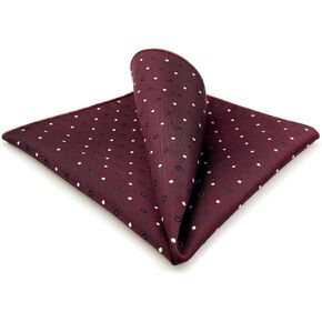 S&W SHLAX&WING Pocket Squares for Men Burgundy Maroon with Dots Wedding