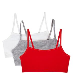 Fruit of The Loom Womens Spaghetti Strap Cotton Pull Over 3 Pack Sports Bra, Petite Modern Camo/White/Black, 42