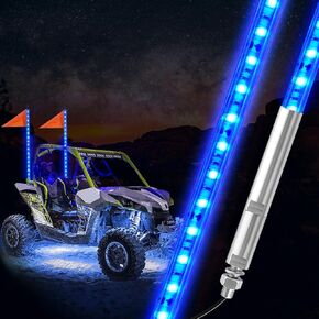 Green LED Whip Lights 4FT Lighted Whips for Off-Road Vehicle ATV UTV Polaris RZR Truck 4X4 SXS Buggy Dune(1PC)