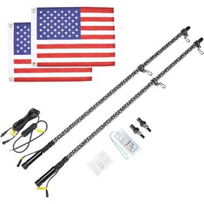 KEMIMOTO 2pc 3ft Spiral Whip Lights for Side by Side, LED Whip Lights for UTV ATV Boat Offroad, RF Remote Control Whip LED Antenna Compatible with Polaris RZR Can-Am Maverick X3 Sportsman