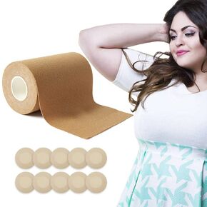 شريط بوب بعرض 4 بوصات، شريط رفع الثدي، شريط Boobytape Plus لرفع حجم كبير كبير وكوب من A إلى G، شريط حمالة صدر لاصق، دعم الصدر بشريط الجسم. أزياء رفع في جميع الفساتين (عارية B)