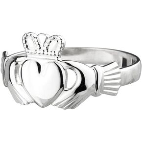 Women's Irish Claddagh Ring, Real 925 Sterling Silver Band, Timeless Classic Celtic Jewelry, Love, Friendship, Loyalty, Promise, Engagement, Made in Co. Dublin Ireland by Artisan Jewelers