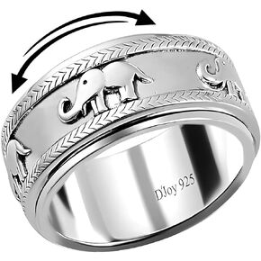 Shop LC 925 Sterling Silver Fidget Ring Spinner Ring Moon Star Anxiety Ring for Women Men Platinum Plated Jewelry Christmas Gifts for Women